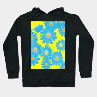 LIGHT BLUE FLOWERS LEMON YELLOW BACKGROUND Hoodie